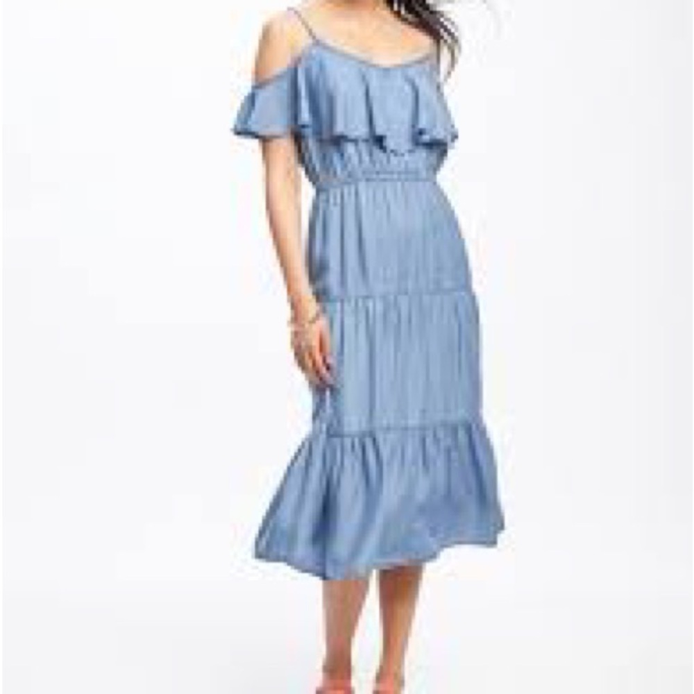 Old Navy Chambray Ruffled Tiered Maxi Sundress